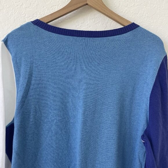 Habitat Clothes To Live Womens Geometric Colorblock Sweater Size XL Blue Cotton - Picture 7 of 16